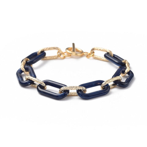 (BR7417-04) MIDNIGHT BLUE (BR7417-X) Acrylic & Aluminum Paperclip Chain Bracelet (19.8cm) (1 PC) (BR7417-X) Acrylic & Aluminum Paperclip Chain Bracelet (19.8cm) (1 PC)