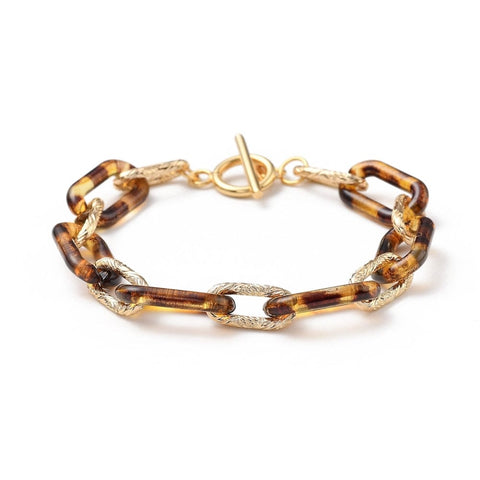 (BR7417-01) GOLDENROD (BR7417-X) Acrylic & Aluminum Paperclip Chain Bracelet (19.8cm) (1 PC) (BR7417-X) Acrylic & Aluminum Paperclip Chain Bracelet (19.8cm) (1 PC)