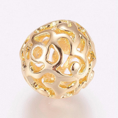 Brass Beads, Hollow, Round, Real Gold-Plated, Golden 12MM (PE5153) Color Keeping Brass Beads, Hollow, Round, Real Gold-Filled, Golden Size: about 12mm diameter, hole: 1.5mm