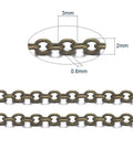 10 METERS Brass Cable Chains, Soldered, Antique Bronze 3X2mm Brass Cable Chains, Soldered, Antique Bronze 3X2mm