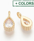 Brass Cubic Zirconia Charms, Drop, 8x4mm Brass Cubic Zirconia Charms, Drop, 8x4mm