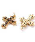 Brass Cubic Zirconia Greek Cross, Real 18K Gold Plated 18.5x25mm Brass Cubic Zirconia Greek Cross, Real 18K Gold Plated 18.5x25mm