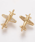 Brass Cubic Zirconia Links, Propeller Airplane, Clear,11.5x16.5mm Brass Cubic Zirconia Links, Propeller Airplane, Clear,11.5x16.5mm