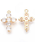 Brass Cubic Zirconia Pendants, Cross, 25x16mm Brass Cubic Zirconia Pendants, Cross, 25x16mm