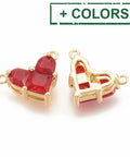 Brass Cubic Zirconia, Real 18K Gold Plated, Heart, 9.5x12mm Brass Cubic Zirconia, Real 18K Gold Plated, Heart, 9.5x12mm