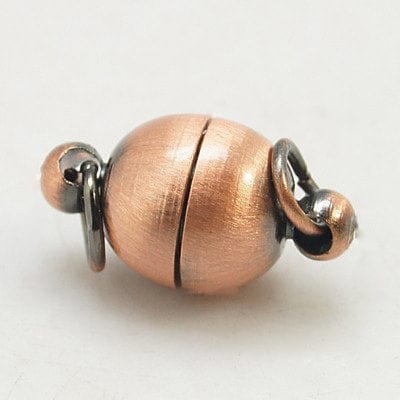 RED COPPER Brass Magnetic Clasps, Oval, Copper 17MM Brass Magnetic Clasps, Lead Free, Cadmium Free and Nickel Free, Oval, Red Copper Size: about 10mm wide, 17mm long, hole: 3mm.