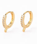 Brass Micro Pave Clear Cubic Zirconia Hoop Earring, 18K Gold Plated, 14x13x2mm Brass Micro Pave Clear Cubic Zirconia Hoop Earring, 18K Gold Plated, 14x13x2mm