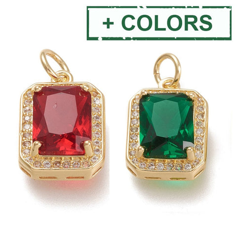 Brass Micro Pave Clear Cubic Zirconia Rectangle, 10x14.5mm Brass Micro Pave Clear Cubic Zirconia Rectangle, 10x14.5mm