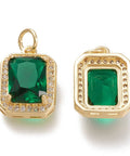 GOLD / GREEN Brass Micro Pave Clear Cubic Zirconia Rectangle, 10x14.5mm Brass Micro Pave Clear Cubic Zirconia Rectangle, 10x14.5mm