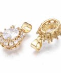 CLEAR Brass Micro Pave Cubic Zirconia Charms, 14x11.5mm Brass CZ Charms 14x11.5mm | Micro Pave Cubic Zirconia