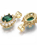 DARK GREEN Brass Micro Pave Cubic Zirconia Charms, 14x11.5mm Brass CZ Charms 14x11.5mm | Micro Pave Cubic Zirconia