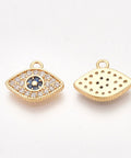 Brass Micro Pave Cubic Zirconia Charms, Eye, Clear, 9x11mm Brass Micro Pave Cubic Zirconia Charms, Eye, Clear, 9x11mm