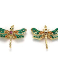 Brass Micro Pave Cubic Zirconia Dragonfly, Real 18K Gold Plated 40x32mm Brass Micro Pave Cubic Zirconia Dragonfly, Real 18K Gold Plated 40x32mm