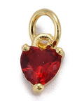 Brass Micro Pave Cubic Zirconia Heart, Red Brass Micro Pave Cubic Zirconia Heart, Red