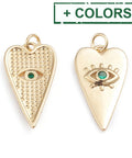 Brass Micro Pave Cubic Zirconia Heart with Evil Eye,13.5x24.5mm Brass Micro Pave Cubic Zirconia Heart with Evil Eye,13.5x24.5mm