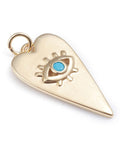 GOLD / BLUE Brass Micro Pave Cubic Zirconia Heart with Evil Eye,13.5x24.5mm Brass Micro Pave Cubic Zirconia Heart with Evil Eye,13.5x24.5mm