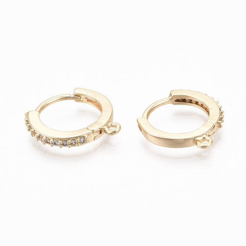 Brass Micro Pave Cubic Zirconia Hoop Earrings, 18K Gold Plated, 16x15x2mm Brass Micro Pave Cubic Zirconia Hoop Earrings, 18K Gold Plated, 16x15x2mm
