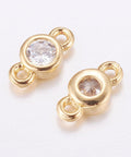 Brass Micro Pave Cubic Zirconia Links, Flat Round, 8x4mm (2 PCS) Brass Micro Pave Cubic Zirconia Links, Flat Round, 8x4mm (2 PCS)