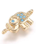 Brass Micro Pave Cubic Zirconia ,Real Gold-Plated, Elephant 15mm Brass Micro Pave Cubic Zirconia Links, Real Gold-Filled, Elephant Size: about 15mm wide, 7mm long, 2mm thick, hole: 1mm.