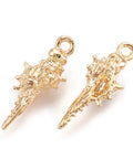 Brass Pendants, Real 18K Gold Plated, Spiral Shell, 16.5mm Brass Pendants, Real 18K Gold Plated, Spiral Shell Size: about 16.5mm long, 6mm wide, 5mm thick, hole: 1mm.