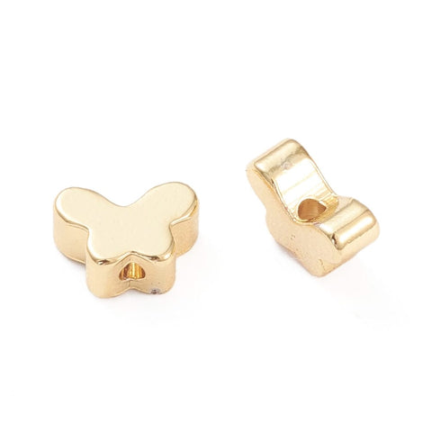 Brass Slider Connector Beads, Butterfly, Real 18K Gold Plated 7mm Brass Slider Connector Beads, Butterfly, Real 18K Gold Plated 7mm