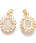 Brass Zirconia  Oval, Real 18K Gold Plated Brass Zirconia  Oval, Real 18K Gold Plated