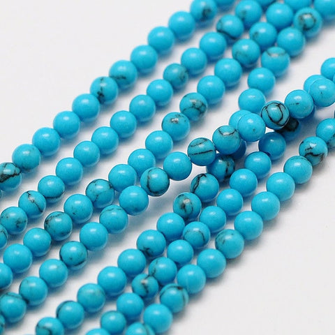 (BT6892A) Synthetic Chinese Turquoise Bead Strands, Round 3mm (1 STR) (BT6892A) Synthetic Chinese Turquoise Bead Strands, Round 3mm (1 STR)