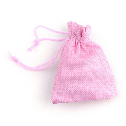 PEARL PINK Burlap Packing Pouches Drawstring Bags Burlap Packing Pouches Drawstring Bags, DarkCyan Size: about 9cm long, 7cm wide