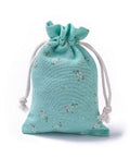 TURQUOISE WITH FLOWERS Burlap Packing Pouches, Drawstring Bags, Rectangle Burlap Packing Pouches, Drawstring Bags, Rectangle with Flower Pattern, Medium Turquoise Size: about 10~10.2cm wide, 14.3~14.6cm long, 0.5cm thick.