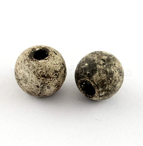 (CB4443) Clay beads 13mm (10 pieces) Handmade Clay Beads Antique Porcelain Beads, Ceramic Round Beads for Beaded Jewelry Making, Coffee Size: about 13mm long,