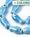 Ceramic Fish Beads, Glazed Porcelain, 19mm Ceramic Fish Beads, Glazed Porcelain, 19mm