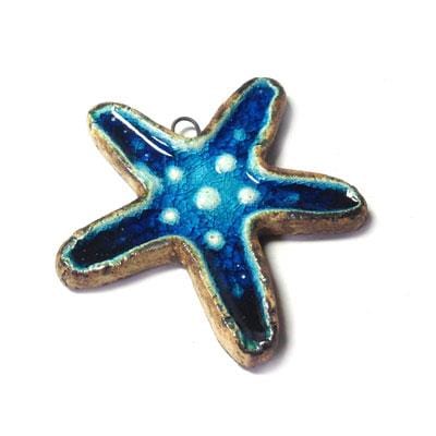 Ceramic Starfish Pendant with Enamel, 27x56mm Ceramic Starfish Pendant with Enamel, 27x56mm