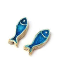 Ceramic Stonewashed Fish Charm with Enamel, 24x9mm Ceramic Stonewashed Fish Charm with Enamel, 24x9mm