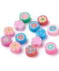 (CF7481-07) Handmade Polymer Clay, Flat Round with Flower, Mixed 9.5~10mm  (20 pcs) (CF7481-07) Handmade Polymer Clay, Flat Round with Flower, Mixed 9.5~10mm  (20 pcs)