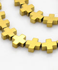 (CH2096) Hematite Cross Golden 8X8MM (10 PCS) (CH2096) Hematite Cross Golden 8X8MM (10 PCS)