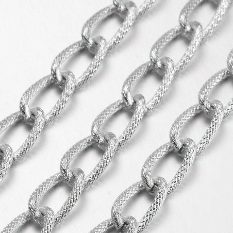 (CH4763) Silver Plated Aluminium Twisted Chains Curb Chains  21.8x12.8mm links (2 MTRS) Silver Plated Aluminium Twisted Chains Curb Chains Size: about 21.8mm long, 12.8mm wide