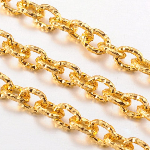 (CH4765A) Aluminium Cross Chains, Oval, Gold 7MM (2 METS) Aluminium Cross Chains, Oval, Gold  Size: Link about 7mm long, 6mm wide, 1.5mm thick.
