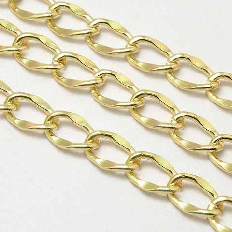(CH5445) Aluminium Curb Chains, Lead Free & Nickel Free, Golden 16MM Aluminium Curb Chains, Lead Free & Nickel Free, Golden Size: about 10.5mm wide, 16mm long, 3mm thick.