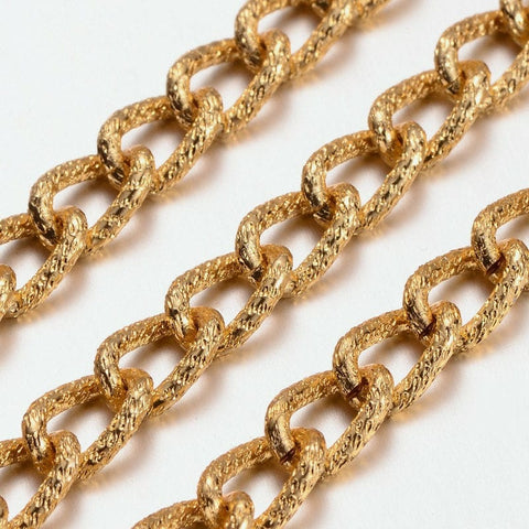 (CH5496) Aluminium Twisted Chains Curb Chains, Oval, Gold 13mm (2 MET) Aluminium Twisted Chains Curb Chains, Oval, Gold Size: Link about 13mm long, 8.5mm wide, 2.5mm thick