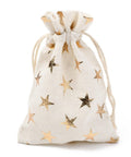 GOLD/STARS Christmas Theme Cotton Fabric Cloth Bag, 10x14cm Christmas Theme Cotton Fabric Cloth Bag, 10x14cm
