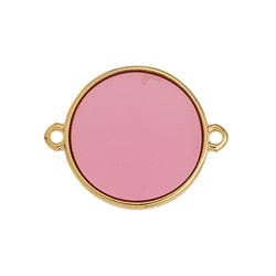 (GQL7456B) GOLD / SOFT RED Circle Wireframe Vitraux Link, 19mm Circle Wireframe Vitraux Link, 19mm