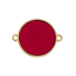 (GQL7456C) GOLD / SOFT BURGANDY Circle Wireframe Vitraux Link, 19mm Circle Wireframe Vitraux Link, 19mm