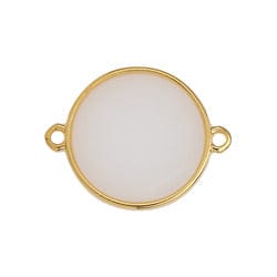 (GQL7456E) GOLD / WHITE OPAL Circle Wireframe Vitraux Link, 19mm Circle Wireframe Vitraux Link, 19mm