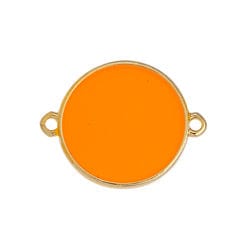 (GQL7456F) GOLD / ORANGE FLOURESANT Circle Wireframe Vitraux Link, 19mm Circle Wireframe Vitraux Link, 19mm