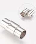 (CL4595) 304 Stainless Steel Magnetic Screw Clasps (1 SET) 304 Stainless Steel Magnetic Screw Clasps, Column Magnetic Closure, Stainless Steel Color  Size: about 7mm wide, 18mm long, 6mm inner diameter.
