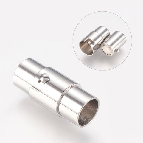 (CL4595) 304 Stainless Steel Magnetic Screw Clasps (1 SET) 304 Stainless Steel Magnetic Screw Clasps, Column Magnetic Closure, Stainless Steel Color  Size: about 7mm wide, 18mm long, 6mm inner diameter.