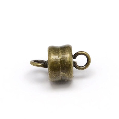 (CL5806) Column Brass Magnetic Clasps, Antique Bronze Size: about 6mm wide, 10mm long, Column Brass Magnetic Clasps, Lead Free & Nickel Free & Cadmium Free, Antique Bronze Size: about 6mm wide, 10mm long, hole: 1mm.