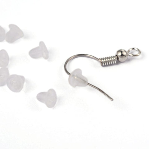Clear Soft Plastic Earring Back Stopper Ear Nut Findings Clear Soft Plastic Earring Back Stopper Ear Nut Findings about 4mm long, 3.5mm wide, 3.5mm thick, hole: 0.7mm