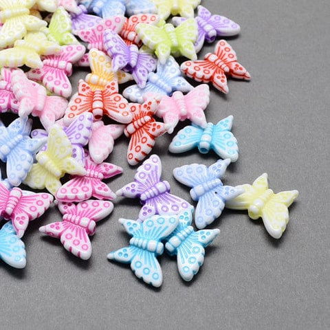 Colorful Acrylic Beads, Craft Beads, Butterfly, Mixed Color  12.5mm Colorful Acrylic Beads, Craft Beads, Butterfly, Mixed Color Size: about 12.5mm long, 16mm wide, 4mm thick, hole: 1mm