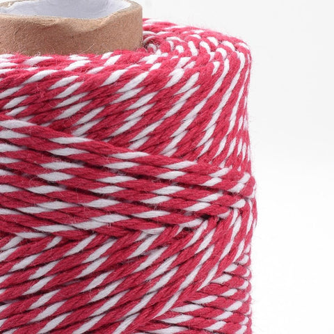 Cotton Cords, Macrame Cord, Red / White 1.5~2mm Cotton Cords, Macrame Cord, Red / White 1.5~2mm